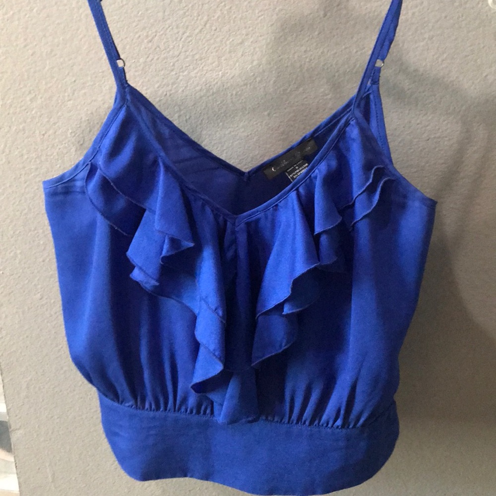 Royal blue ruffle top